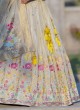 Elegant Floral Motifs Cream Silk Embroidered Lehenga Choli
